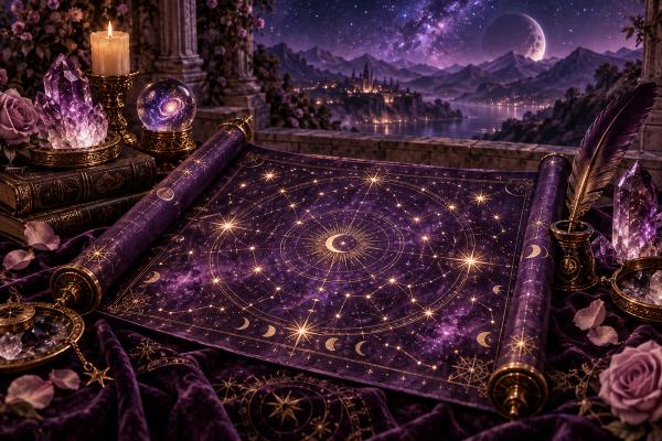 A star map spread across an open book