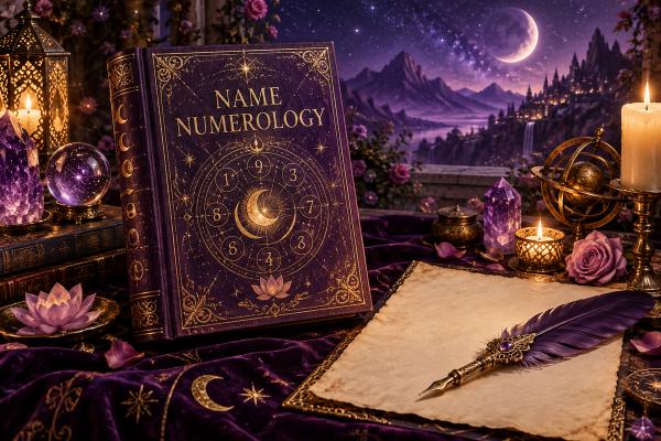 An open book with a quill on a velvet-covered table