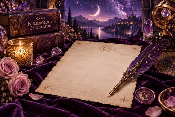 A signed page beside a candle and a crystal sphere